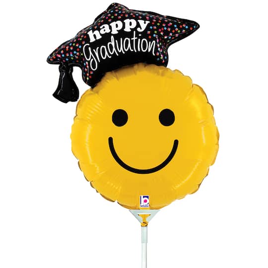 10" Graduation Smiley Stick Balloon By Betallic | 8" x 10" | Michaels®